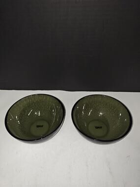 Tag Brand Vintage Dark Forest Green Fruit Snacks Dessert Kitchen Glass Bowls